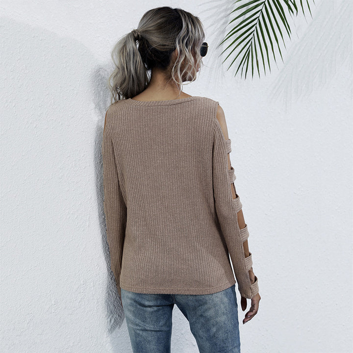 Damen elegantes Strickoberteil mit Cut-Out-Ärmeln und lässigem Design Drune