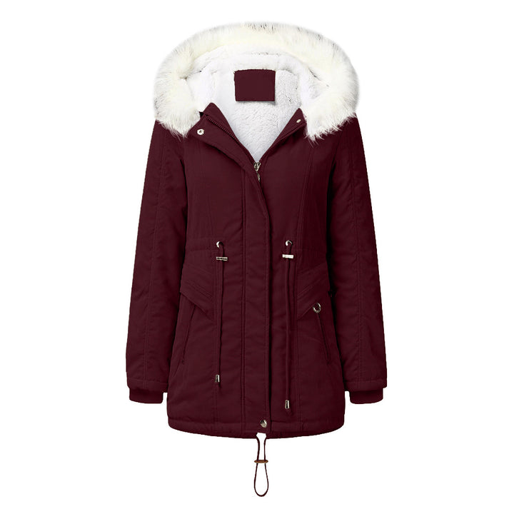 Damen modischer Winterparka mit abnehmbarem Kunstfellkragen und verstellbarem Taillenzug Drune