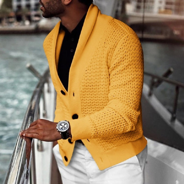 Herren Strickjacke mit strukturiertem Design und elegantem Schalkragen Drune