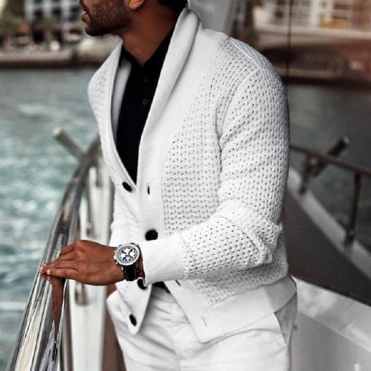Herren Strickjacke mit strukturiertem Design und elegantem Schalkragen Drune