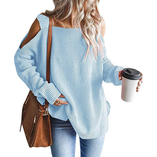 Damen Off-Shoulder Strickpullover mit modernen Details Drune