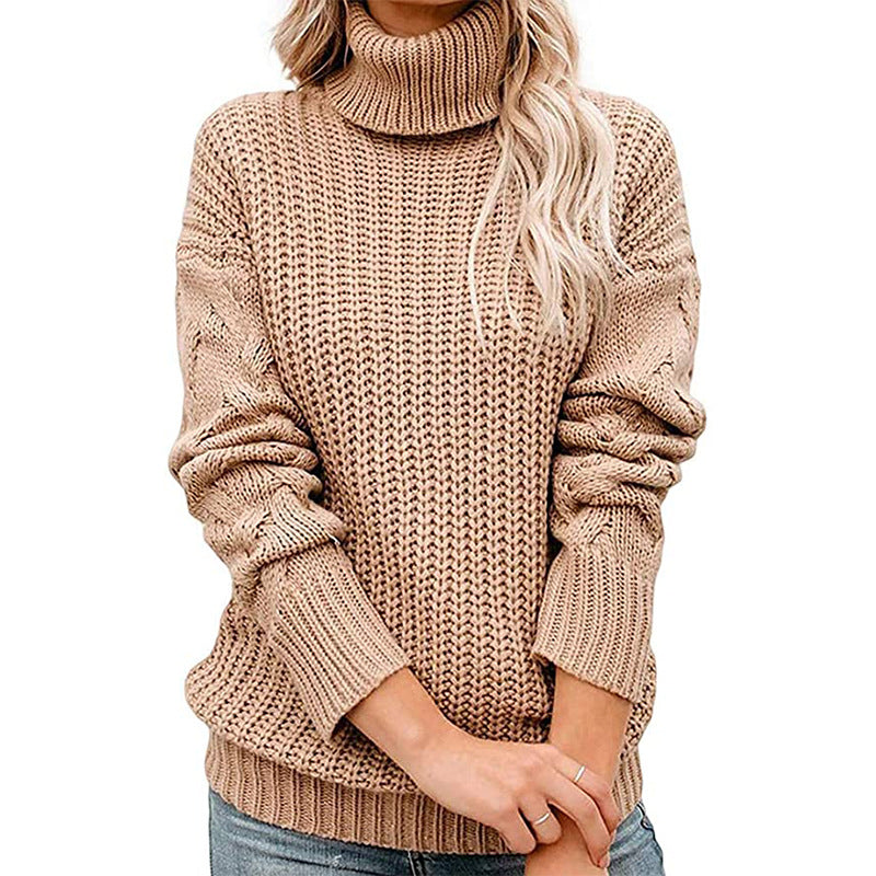 Damen Turtleneck Grobstrickpullover Drune