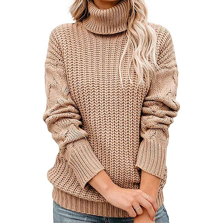 Damen Turtleneck Grobstrickpullover Drune