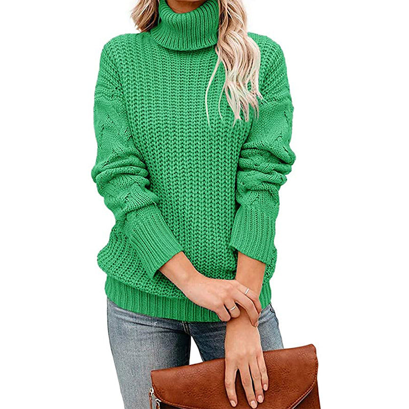 Damen Turtleneck Grobstrickpullover Drune