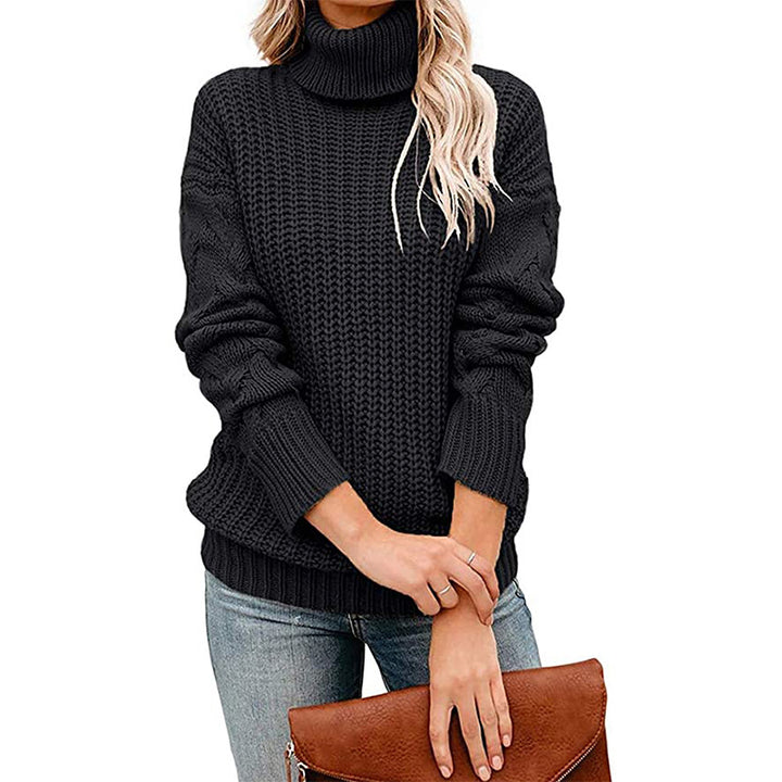 Damen Turtleneck Grobstrickpullover Drune