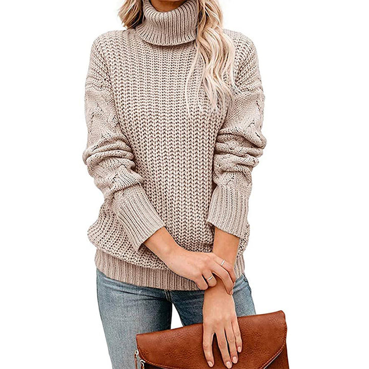 Damen Turtleneck Grobstrickpullover Drune