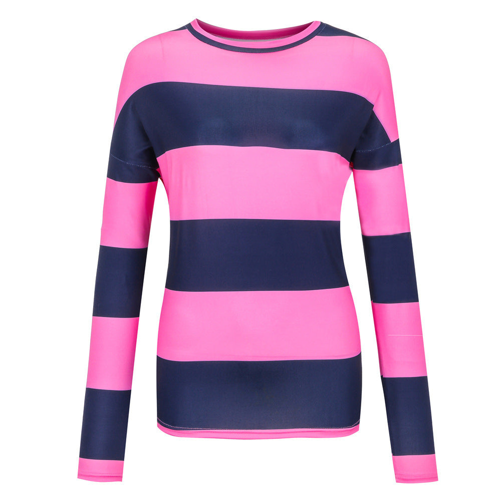 Damen Lässiges Langarmshirt mit modernen Streifen Drune