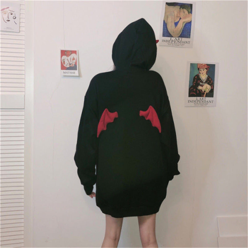 Damen Übergroßes Hoodie mit verspielten Flügelapplikationen Drune