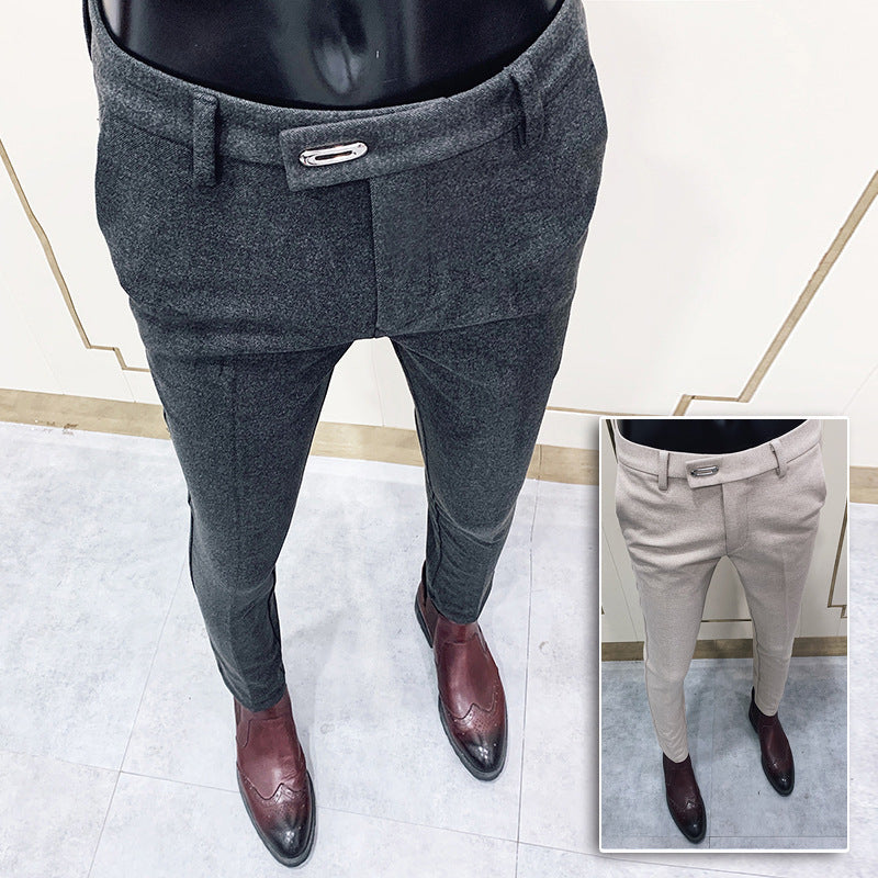 Herren nan tapered Businesshose mit elastischem Bund, verdecktem Verschluss und schmaler Schnitt Drune