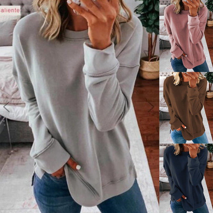 Damen lässiger Sweatshirt mit strukturiertem Design und überschnittenen Schultern Drune