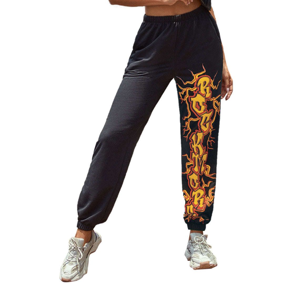 Damen lässige Sweatpants mit kontrastierendem Grafikdruck an der Seite Drune