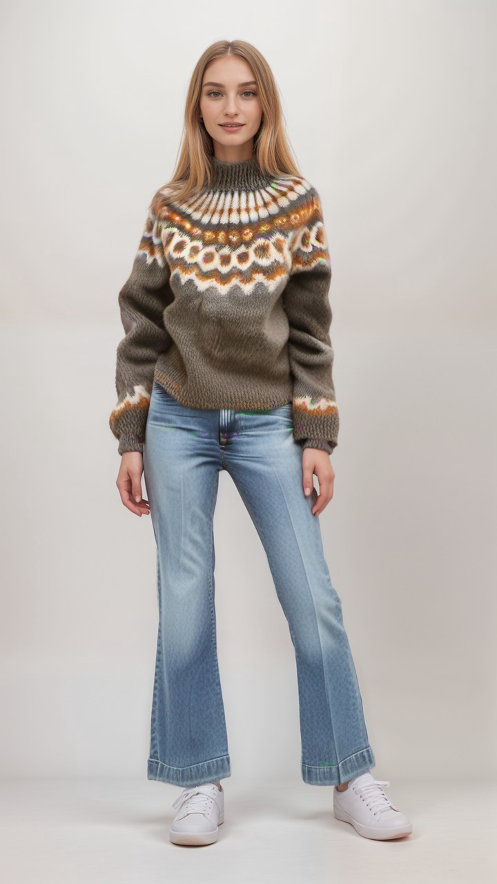 Drune | Nordische Strickjacke mit Muster Acryl Warm, Zeitlos