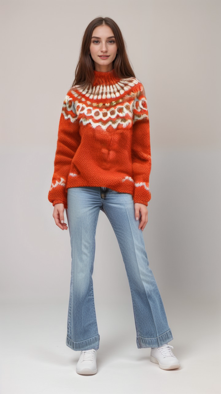 Drune | Nordische Strickjacke mit Muster Acryl Warm, Zeitlos