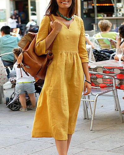 Drune | Elegante Leinen Tunika Kleid - Stilvolles Leinen Kleid für einen Raffinierten Look