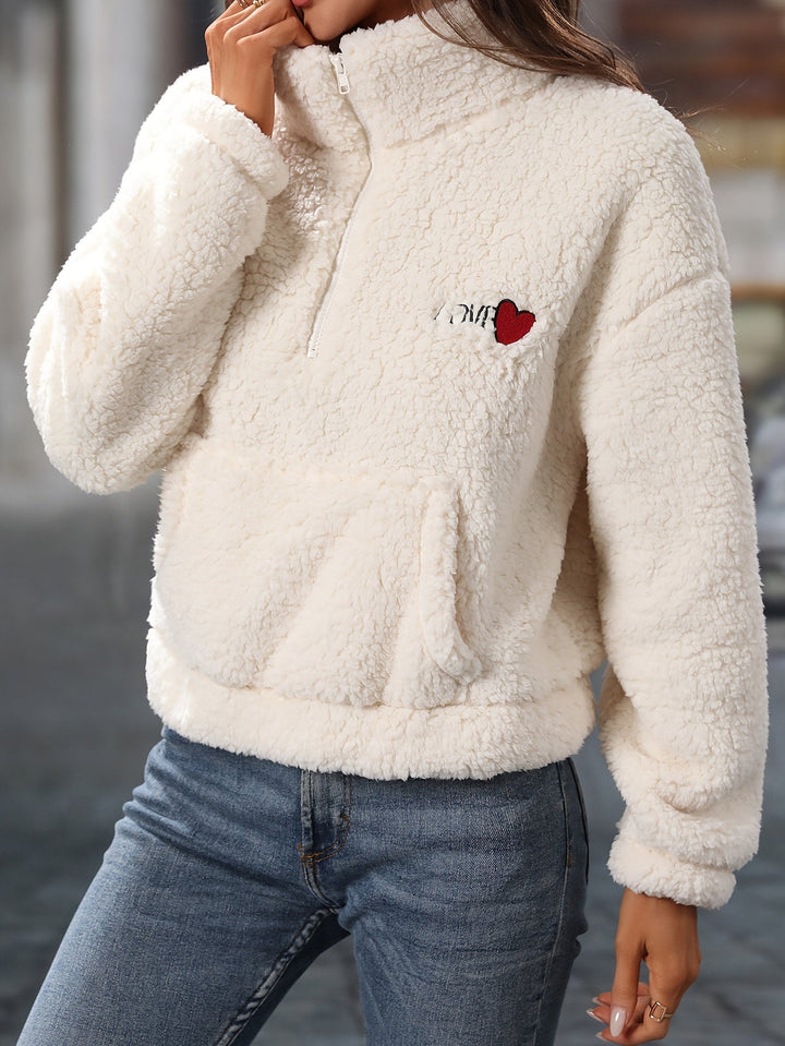 Drune | Leichtgewicht Teddy Pullover mit Reißverschluss Polyester Weich und Warm