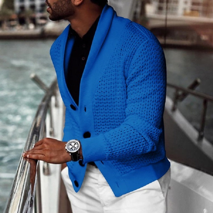 Herren lässiger Strickcardigan mit innovativem Lochmuster und modernem Schnitt Drune