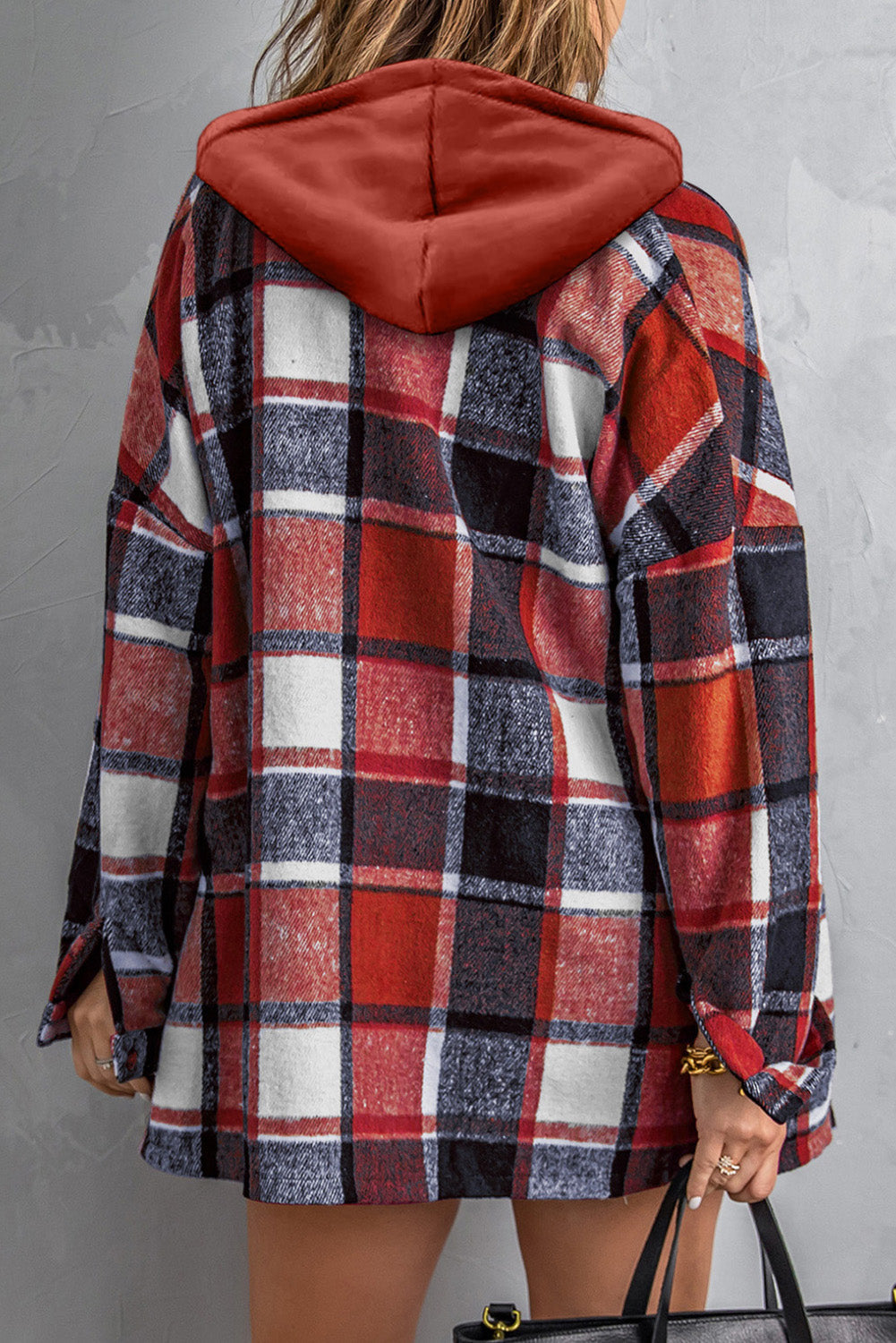 Drune | Gitterhemdenjacke mit Kapuze Polyester Lässig und Trendy