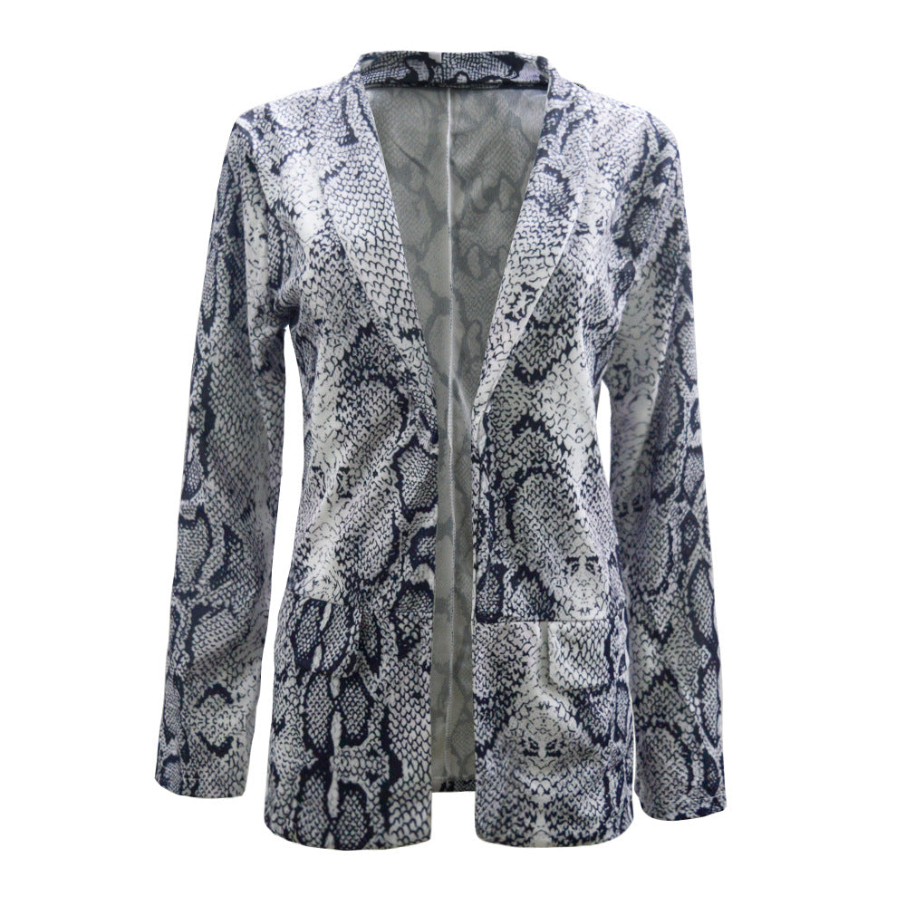 Damen Blazer mit stilvollem Schlangenmuster und elegantem Schnitt Drune