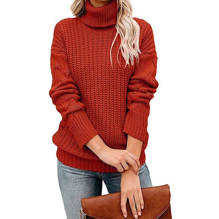 Damen Turtleneck Grobstrickpullover Drune