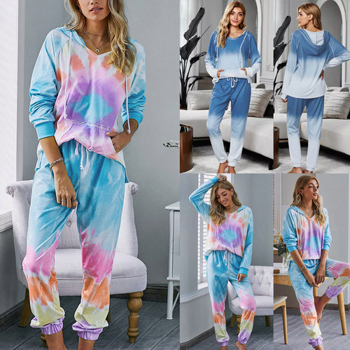 Damen bequeme Loungewear mit abnehmbarem Kapuzenoberteil und elastischem Bund Drune