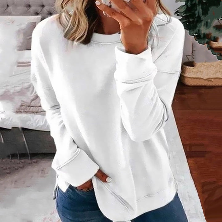 Damen lässiger Sweatshirt mit strukturiertem Design und überschnittenen Schultern Drune