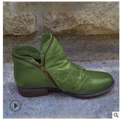 Damen nan knöchelhohe Stiefeletten aus weichem Leder mit seitlichem Reißverschluss und vintage Absatz Drune
