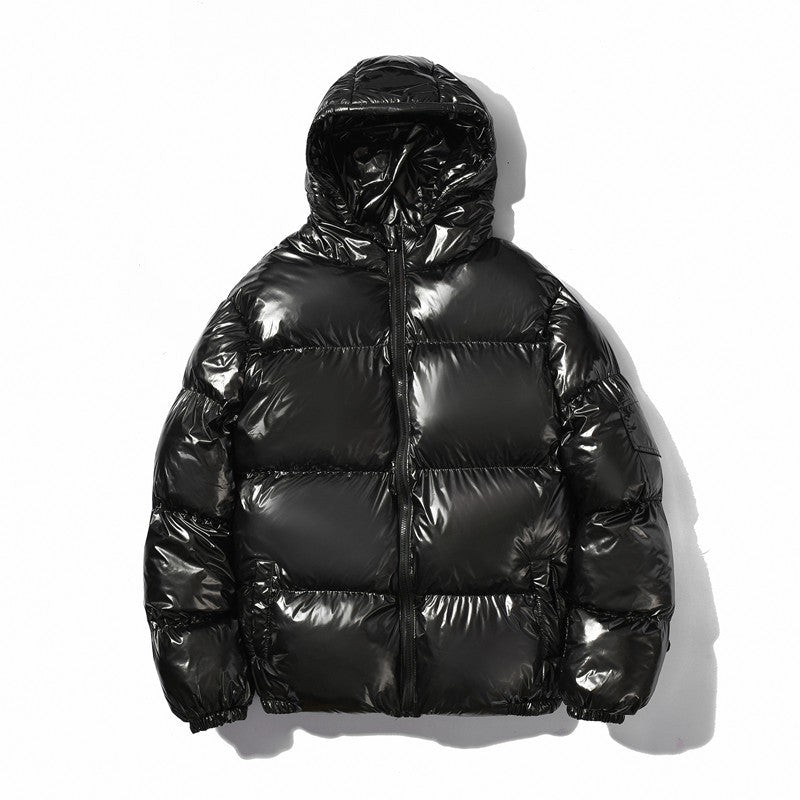 Unisex nan glänzende Steppjacke mit Kapuze, wasserabweisender High-Shine-Oberfläche und wärmender synthetischer Füllung Drune