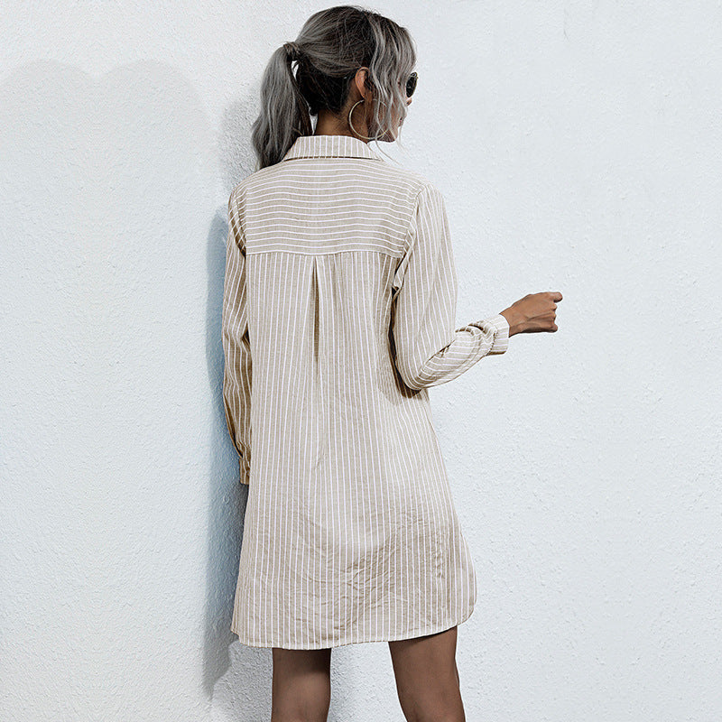 Damen Blusenkleid mit Schnürdetails und modernem Streifenmuster Drune