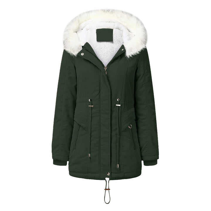 Damen modischer Winterparka mit abnehmbarem Kunstfellkragen und verstellbarem Taillenzug Drune
