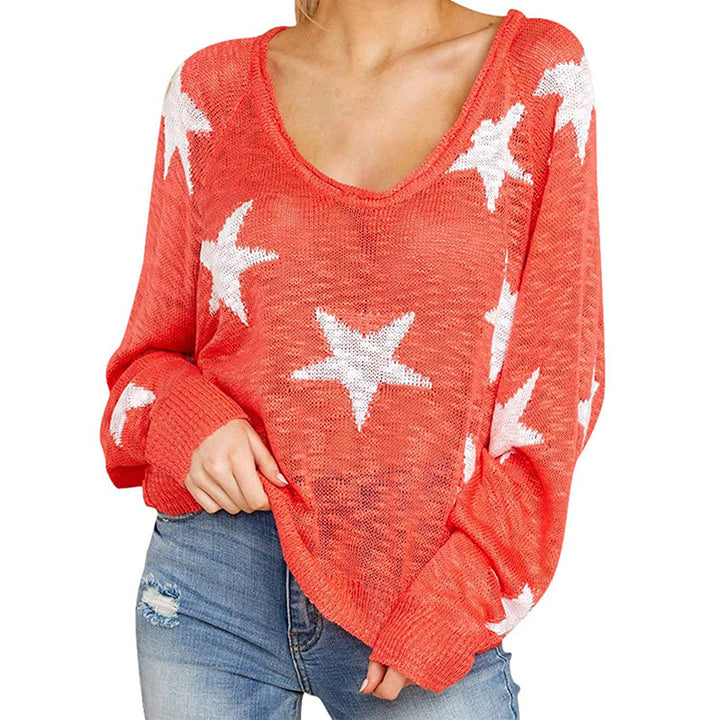 Damen Grobstrickpullover mit Sternenmuster Drune