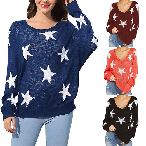 Damen Grobstrickpullover mit Sternenmuster Drune