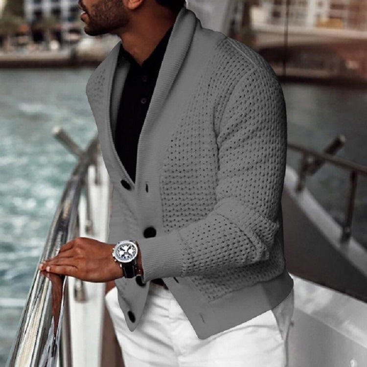 Herren lässiger Strickcardigan mit innovativem Lochmuster und modernem Schnitt Drune