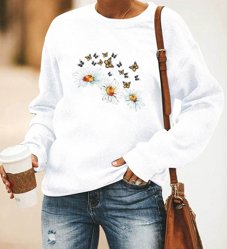 Drune | Sweatshirt - Entspanntes Fit - Baumwollmischung - Rundhalsausschnitt Langarm mit Druck