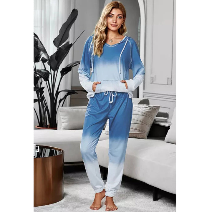 Damen bequeme Loungewear mit abnehmbarem Kapuzenoberteil und elastischem Bund Drune
