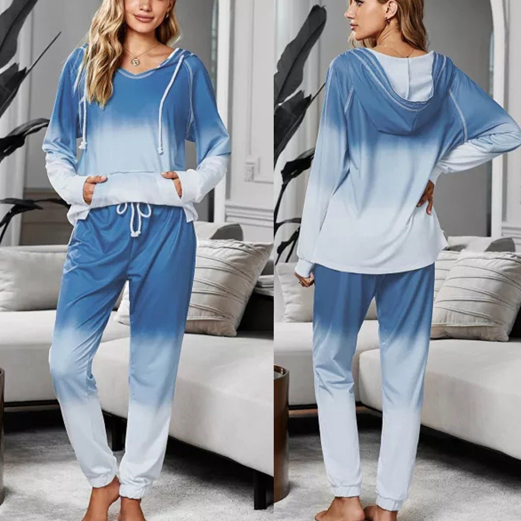 Damen bequeme Loungewear mit abnehmbarem Kapuzenoberteil und elastischem Bund Drune
