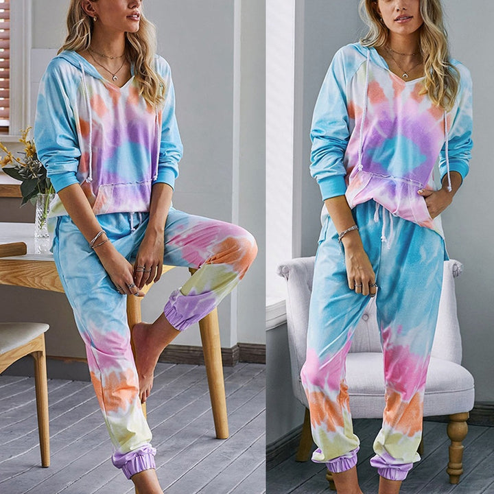 Damen bequeme Loungewear mit abnehmbarem Kapuzenoberteil und elastischem Bund Drune