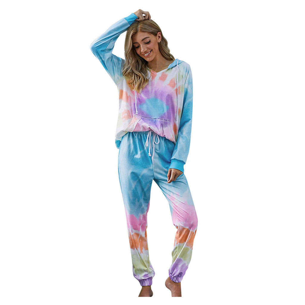 Damen bequeme Loungewear mit abnehmbarem Kapuzenoberteil und elastischem Bund Drune