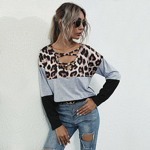 Damen Sportliches Oberteil mit trendigem Tiermuster und dekorativen Cut-Out-Details Drune