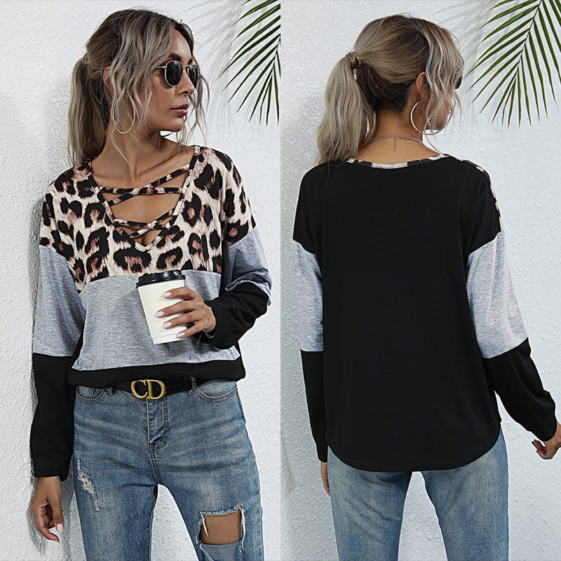 Damen Sportliches Oberteil mit trendigem Tiermuster und dekorativen Cut-Out-Details Drune