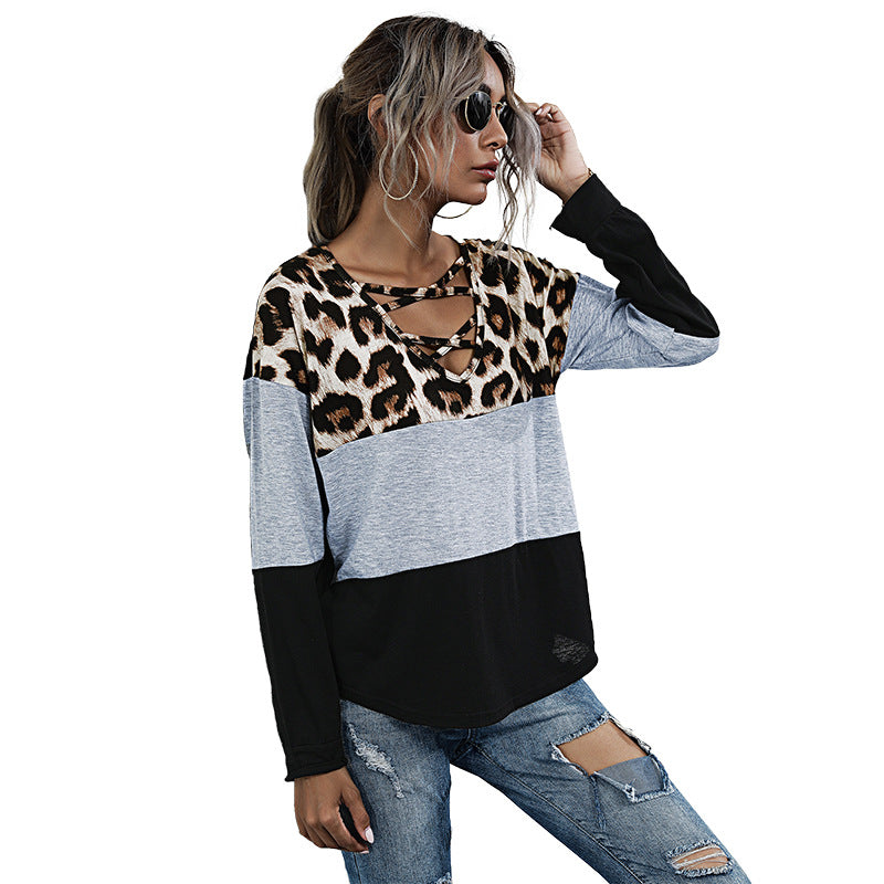 Damen Sportliches Oberteil mit trendigem Tiermuster und dekorativen Cut-Out-Details Drune