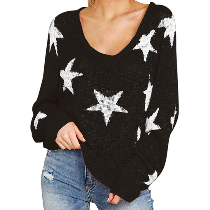 Damen Grobstrickpullover mit Sternenmuster Drune