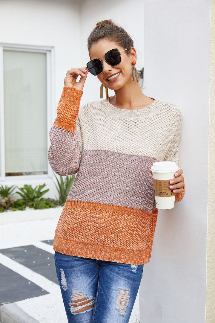 Damen Grobstrickpullover mit modischem Blockdesign und lässigem Schnitt Drune