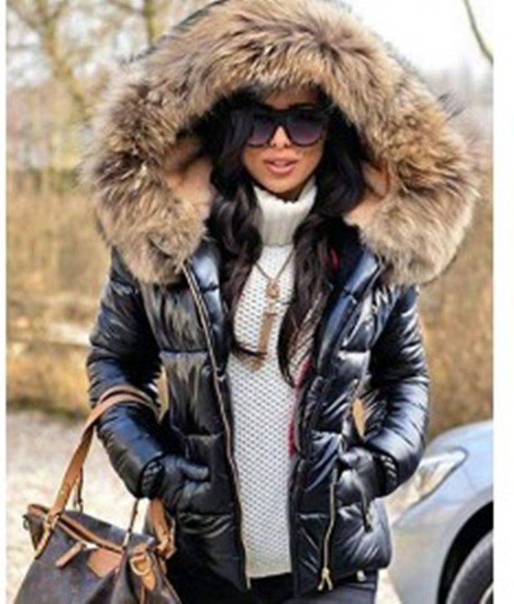 Damen Modische Steppjacke mit Kunstpelzkragen Drune