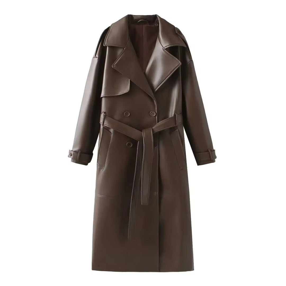 Drune | Eleganter Leder Trenchcoat Herbst Chic