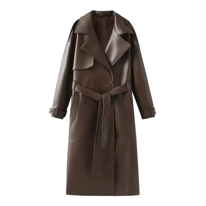 Drune | Eleganter Leder Trenchcoat Herbst Chic