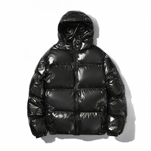 Unisex nan glänzende Steppjacke mit Kapuze, wasserabweisender High-Shine-Oberfläche und wärmender synthetischer Füllung Drune
