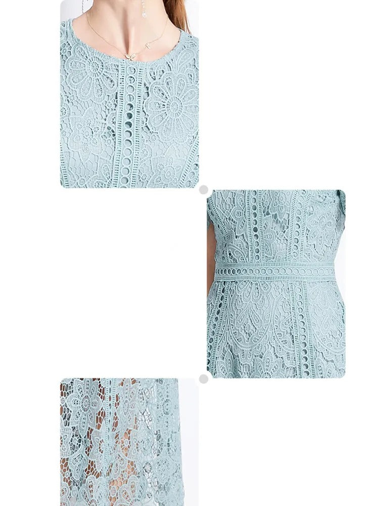 Drune | Elegantes Spitzenkleid Midi-Länge