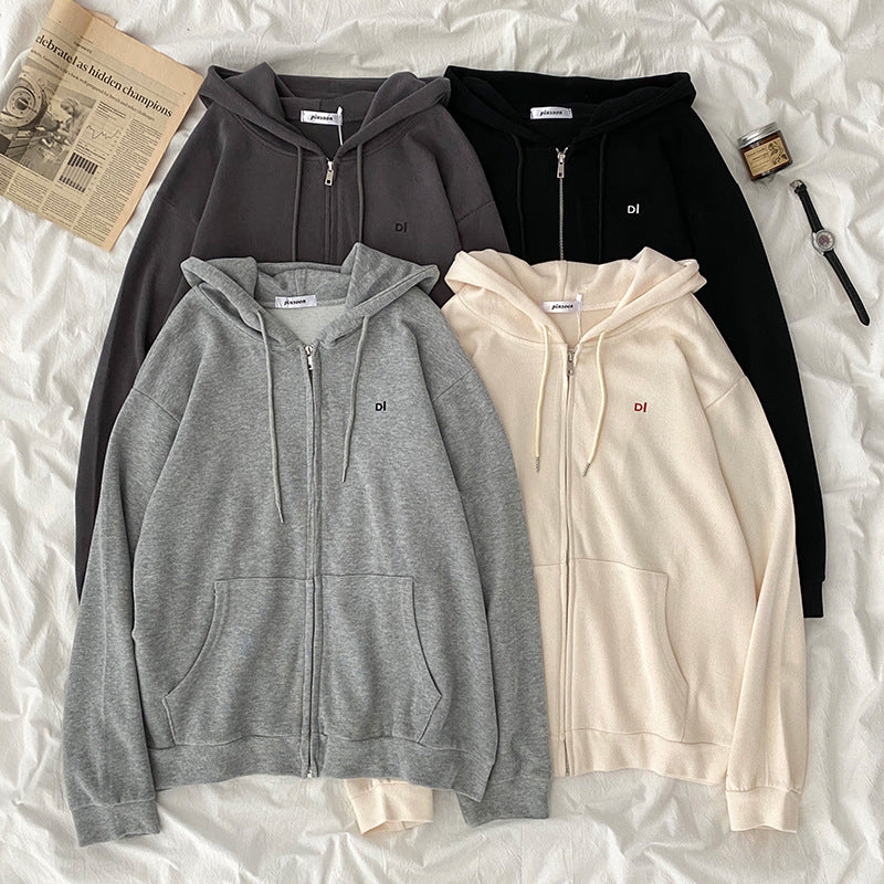 Damen lässiger Kapuzenpullover mit durchgehendem Reißverschluss und praktischen Eingrifftaschen Drune