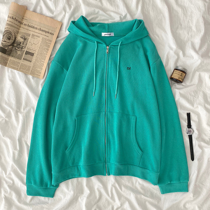 Damen lässiger Kapuzenpullover mit durchgehendem Reißverschluss und praktischen Eingrifftaschen Drune