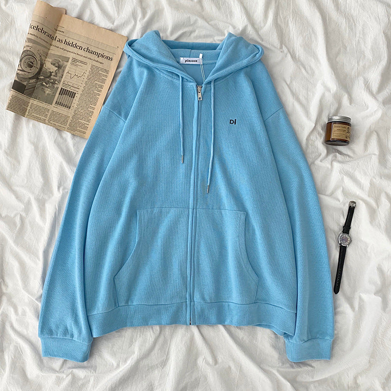 Damen lässiger Kapuzenpullover mit durchgehendem Reißverschluss und praktischen Eingrifftaschen Drune
